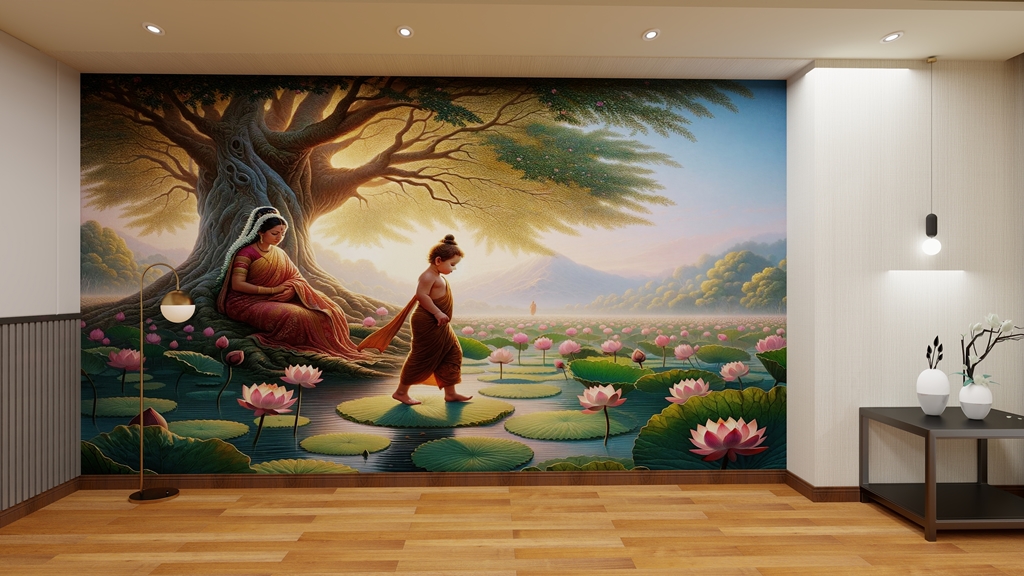 RG005-มุมห้องพระพุทธเจ้าทรงประสูติท่ามกลางดอกไม้